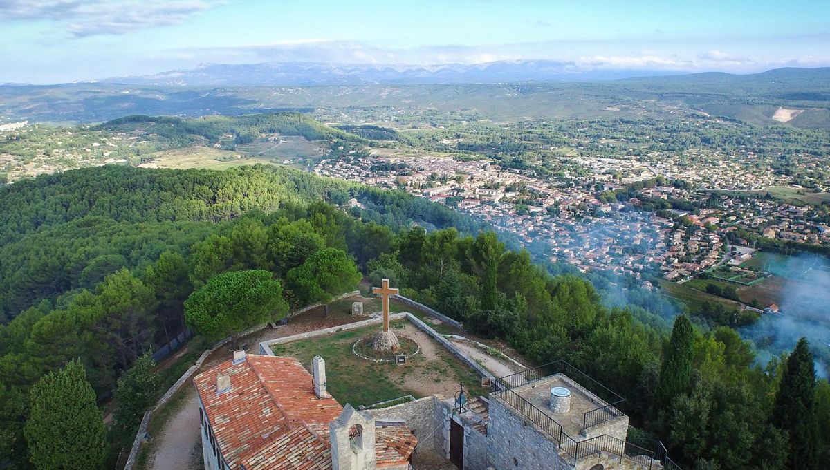 Notre-Dame du Beausset-Vieux chapel perched on its hill with a panoramic view over the Var valley